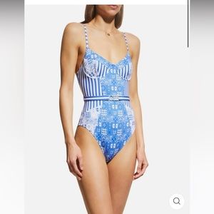 Solid & Striped Women’s Blue Tile Spencer One Piece Swimsuit - size Medium
